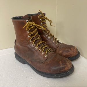 Red Wing Shoes Shoes | Red Wing Shoes Leather High Top Lace Up Combat Boots Size 10 Wide Steel Toe | Color: Brown | Size: 10 | Danbond901's Closet
